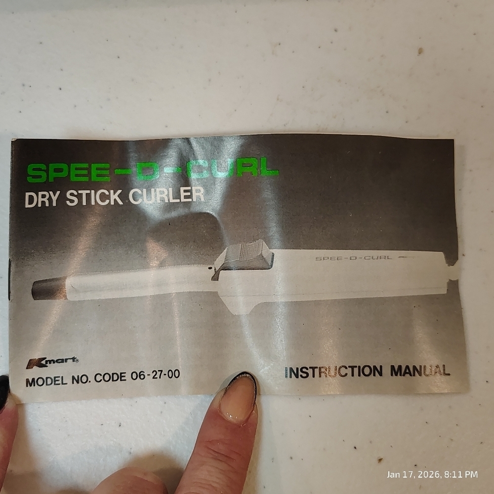 1970's Vtg Spee-d-Curl Dry Stick Curling Iron Barrel NEW Kmart MODEL NO.06-27-00 - Picture 5 of 7